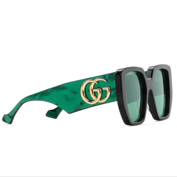 NEW GUCCI OVERSIZED WOMEN'S SUNGLASSES GG0956S 001 BLACK GREEN GUCCI EYEWEAR - Picture 9 of 12